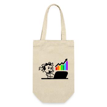 Colored chart happy girl or woman on laptop - Gift Bag for Bottles - nature - Front
