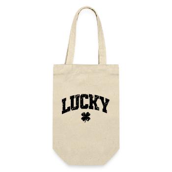 St. Patrick's Day Geschenk Kleeblatt Männer, Frauen, Kinder - Geschenkbeutel für Flaschen - Natur - Vorne