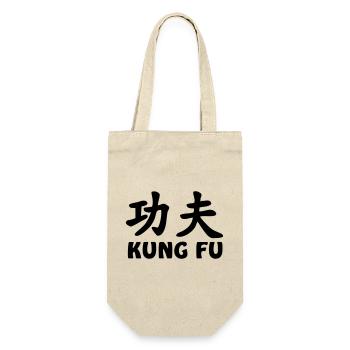 Kung Fu Logo - Geschenkbeutel für Flaschen - Natur - Vorne