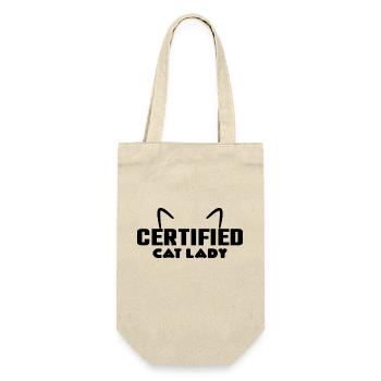 Certified Cat Lady - Geschenkbeutel für Flaschen - Natur - Vorne