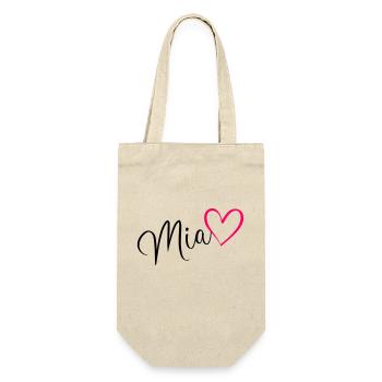 Mia Nom Prénom Rose cœur - Sac à bouteille - nature - Devant