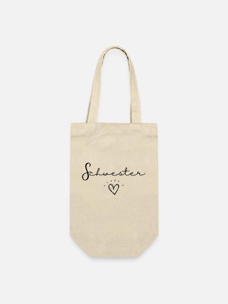 schwester - Geschenkbeutel für Flaschen - Natur