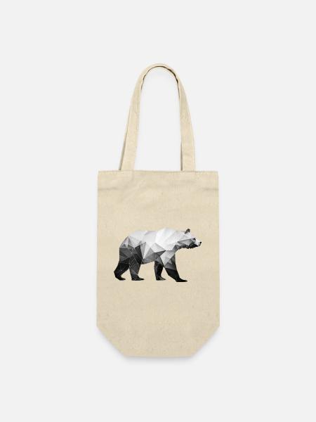 Polygon-Bär in Schwarz-Weiß – Geometrische Kunst - Geschenkbeutel für Flaschen - Natur