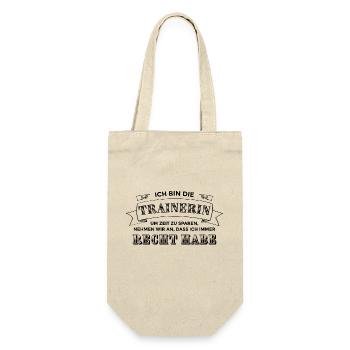 Coach Trainerin Team Sport Fitness Gym Trainer - Geschenkbeutel für Flaschen - Natur - Vorne