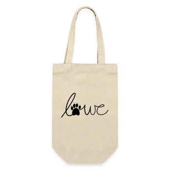 Löwe, Katzenschrift - Geschenkbeutel für Flaschen - Natur - Vorne