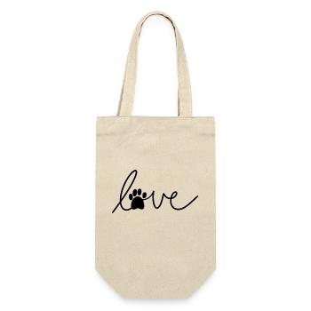 Hundebesitzer Liebe Schriftzug - Geschenkbeutel für Flaschen - Natur - Vorne