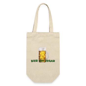 BIER ist vegan - Geschenkbeutel für Flaschen - Natur - Vorne