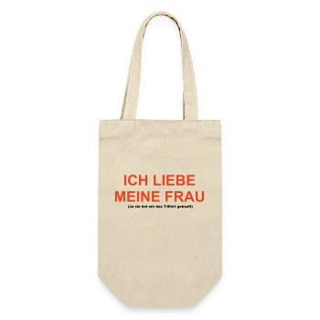 Cooles „Ich Liebe Meine Frau“ Design für ihn - Geschenkbeutel für Flaschen - Natur - Vorne