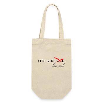 Veni Vidi Vici Spruch - Geschenkbeutel für Flaschen - Natur - Vorne