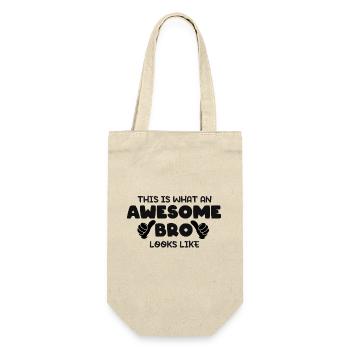 This is what an Awesome Bro Looks Lik - Geschenkbeutel für Flaschen - Natur - Vorne