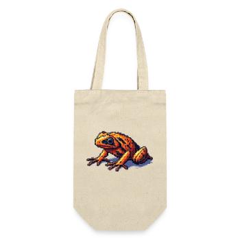 Pfeilgiftfrosch in retro 8 Bit Pixel Grafik - Geschenkbeutel für Flaschen - Natur - Vorne