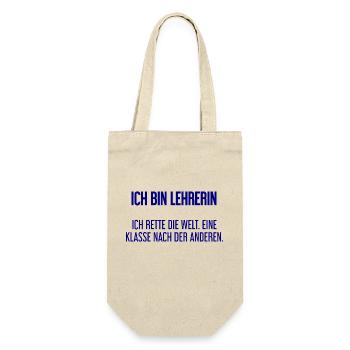 Ich bin Lehrerin - ich rette die Welt - Geschenkbeutel für Flaschen - Natur - Vorne