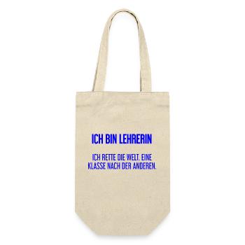 Ich bin Lehrerin - ich rette die Welt - Geschenkbeutel für Flaschen - Natur - Vorne