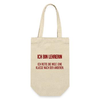 Ich bin Lehrerin - ich rette die Welt - Geschenkbeutel für Flaschen - Natur - Vorne