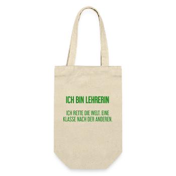 Ich bin Lehrerin - ich rette die Welt - Geschenkbeutel für Flaschen - Natur - Vorne
