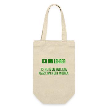Ich bin Lehrer - ich rette die Welt - Geschenkbeutel für Flaschen - Natur - Vorne