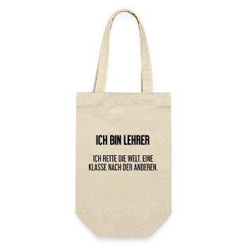 Ich bin Lehrer - ich rette die Welt - Geschenkbeutel für Flaschen - Natur - Vorne