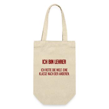 Ich bin Lehrer - ich rette die Welt - Geschenkbeutel für Flaschen - Natur - Vorne