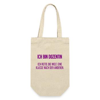 Ich bin Dozentin - ich rette die Welt - Geschenkbeutel für Flaschen - Natur - Vorne