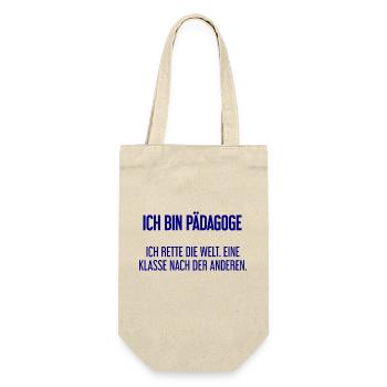 Ich bin Pädagoge - ich rette die Welt - Geschenkbeutel für Flaschen - Natur - Vorne