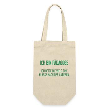 Ich bin Pädagoge - ich rette die Welt - Geschenkbeutel für Flaschen - Natur - Vorne