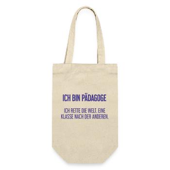 Ich bin Pädagoge - ich rette die Welt - Geschenkbeutel für Flaschen - Natur - Vorne