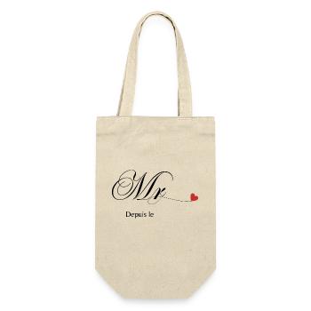T-shirt personnalisé de couple assorti Mr et Mme - Sac à bouteille - nature - Devant