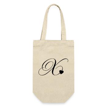 Buchstabe x Herz Kalligraphie - Geschenkbeutel für Flaschen - Natur - Vorne