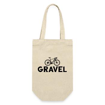 Gravel Bike Fahrrad Radfahrer Radfahrerin - Geschenkbeutel für Flaschen - Natur - Vorne