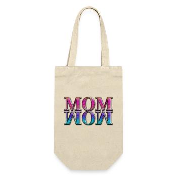 Mama Mama Wow Muttertag Lustig Niedlich Familie Mutter - Geschenkbeutel für Flaschen - Natur - Vorne