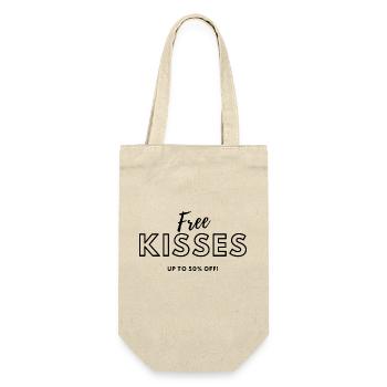 Freekisses2023 - Geschenkbeutel für Flaschen - Natur - Vorne