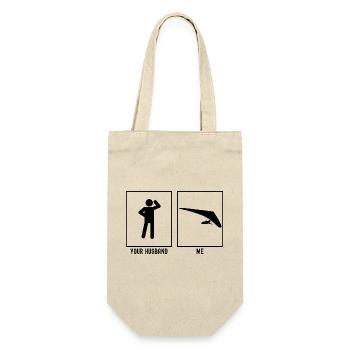 Ihr Ehemann - Ich - Gleitschirmfliegen in der Fern - Geschenkbeutel für Flaschen - Natur - Vorne