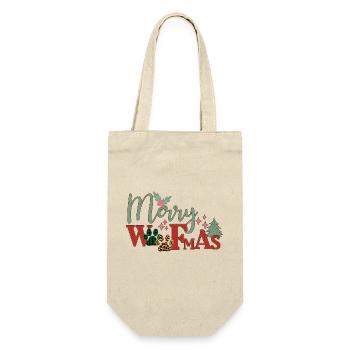 Merry Woofmas - Geschenkbeutel für Flaschen - Natur - Vorne