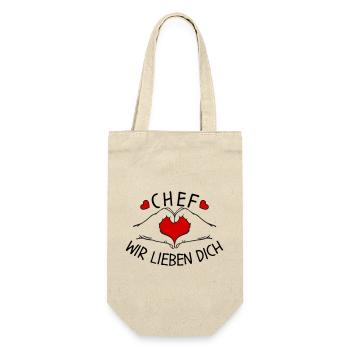 Chef wir liebe Dich - Geschenkbeutel für Flaschen - Natur - Vorne