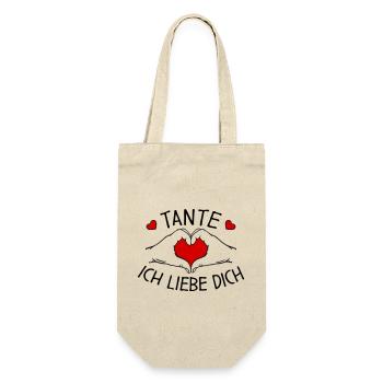 Tante ich liebe Dich - Geschenkbeutel für Flaschen - Natur - Vorne