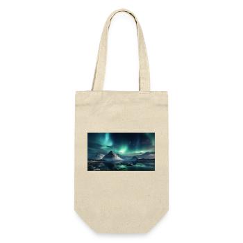 Polarnacht mit Nordlichtern im Winter Panorama - Geschenkbeutel für Flaschen - Natur - Vorne