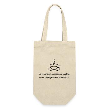 Frau ohne Kaffee - Geschenkbeutel für Flaschen - Natur - Vorne