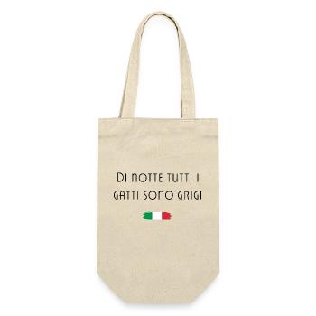 Nachts sind alle Katzen grau Italien Cooler Spruch - Geschenkbeutel für Flaschen - Natur - Vorne