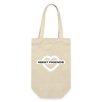 Beste Freunde Herzen Liebe - Geschenkbeutel für Flaschen - Natur - Vorne