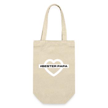 Bester Papa Herzen Liebe - Geschenkbeutel für Flaschen - Natur - Vorne