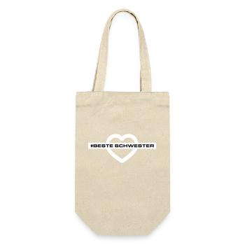 Beste Schwester Herzen Liebe - Geschenkbeutel für Flaschen - Natur - Vorne
