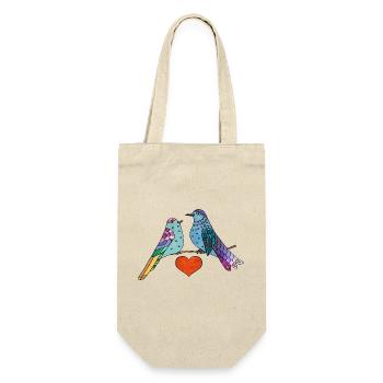 Bunte Vögel - Geschenkbeutel für Flaschen - Natur - Vorne