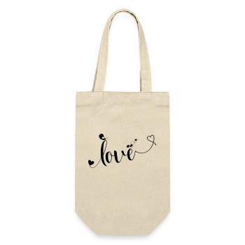 Liebe - Geschenk zum Valentinstag - Geschenkbeutel für Flaschen - Natur - Vorne