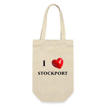 I Love Stockport - Black Text - Gift Bag for Bottles - nature - Front