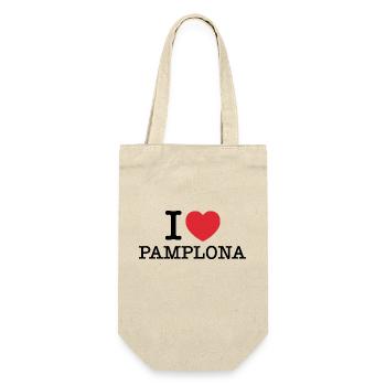 Ich liebe Pamplona | Pamplona | I Herz Pamplona - Geschenkbeutel für Flaschen - Natur - Vorne