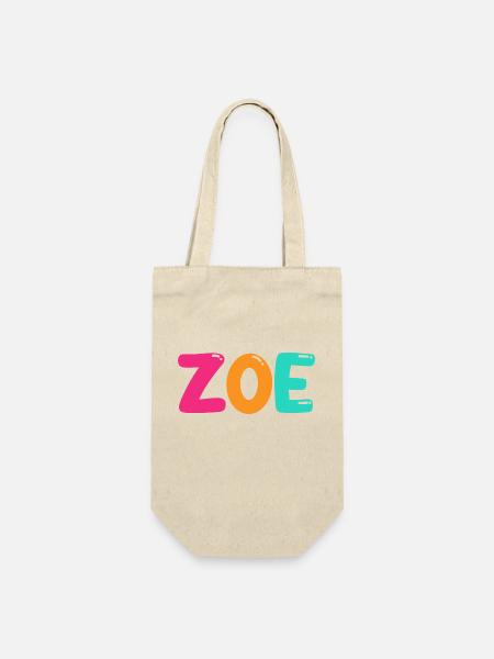 Name - Zoe - Geschenkbeutel für Flaschen - Natur