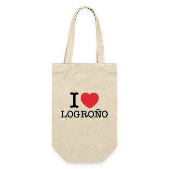 Ich liebe Logroño | Logroño | I Herz Logroño | Spanien - Geschenkbeutel für Flaschen - Natur - Vorne