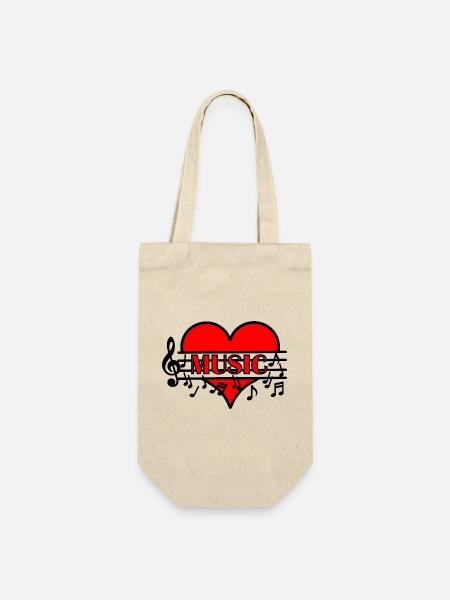 Ich liebe Musik - Geschenkbeutel für Flaschen - Natur