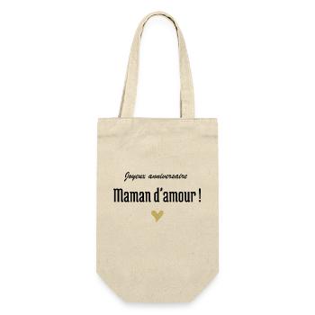 Alles Gute zum Geburtstag Liebe Mama - Geschenkbeutel für Flaschen - Natur - Vorne