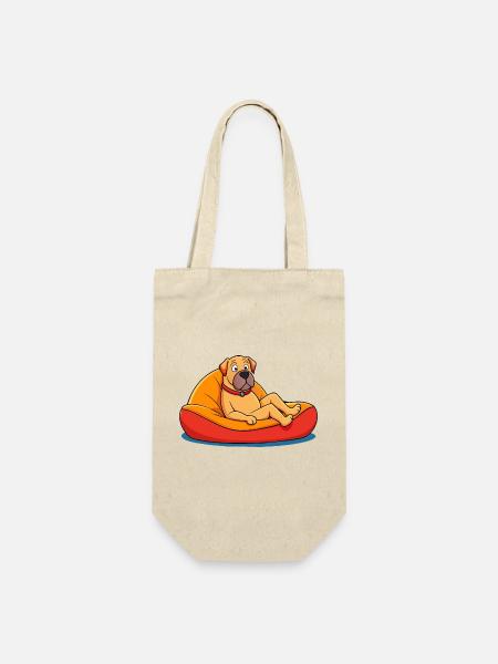 Entspannte Dogge auf Kissenkunst - Geschenkbeutel für Flaschen - Natur